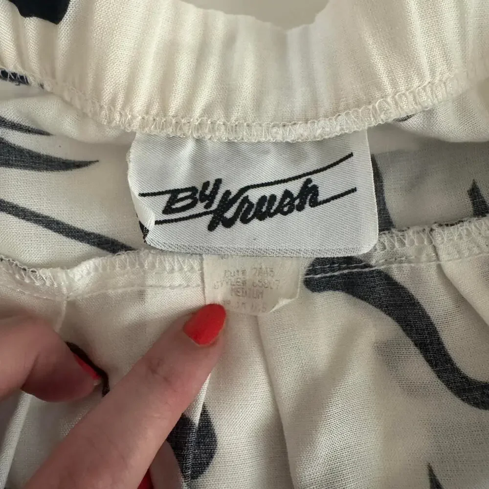 Basque Waist Vintage Floral By Krush black white skirt cruise tropical palm tree